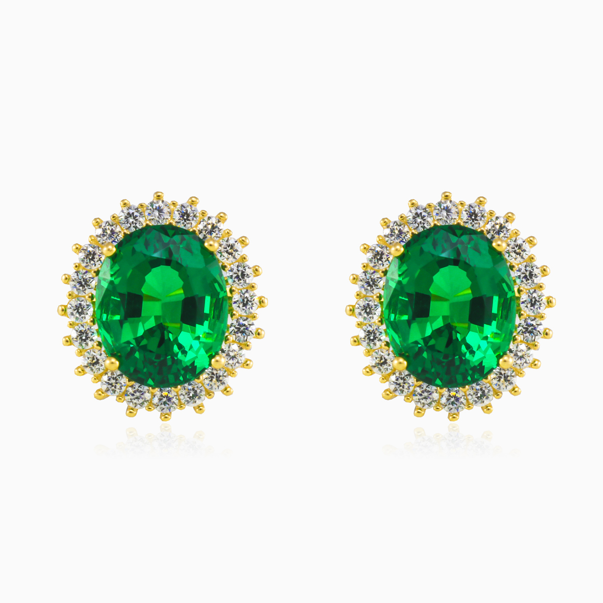 Königliche ovale grüne Quarz-Ohrringe aus Gold Frauen Ohrringe Royal N.1