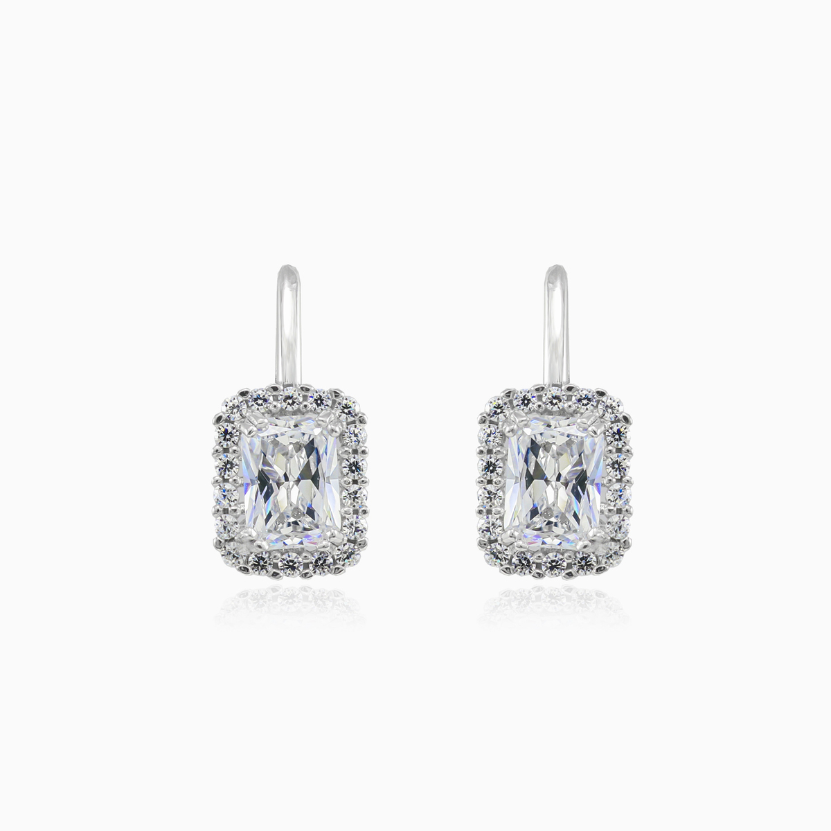 Rectangle crystal white gold earrings woman Earrings Royal N.1
