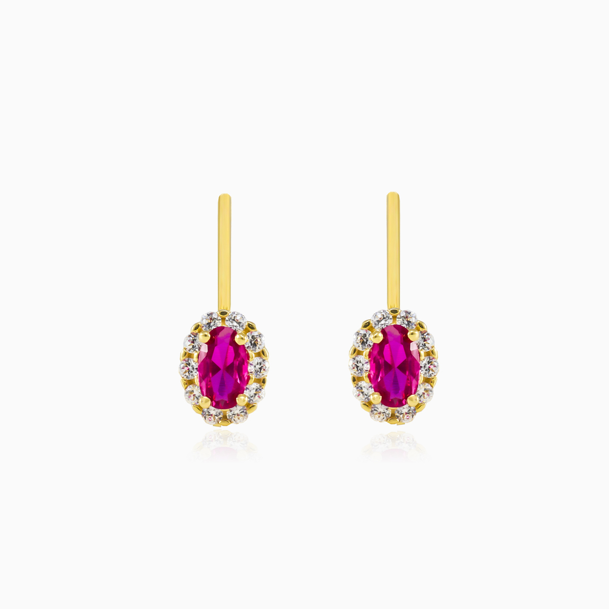 Pendientes de oro de rubelita ovalada mujer Pendientes Royal N.1