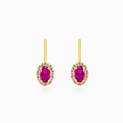 Oval rubellite gold earrings woman Earrings Royal