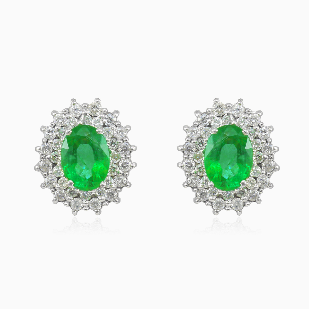 Pendientes de oro blanco y esmeralda real mujer Pendientes Brillantino N.1