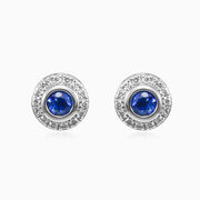 Sapphire and diamond gold studs woman Earrings Brillantino