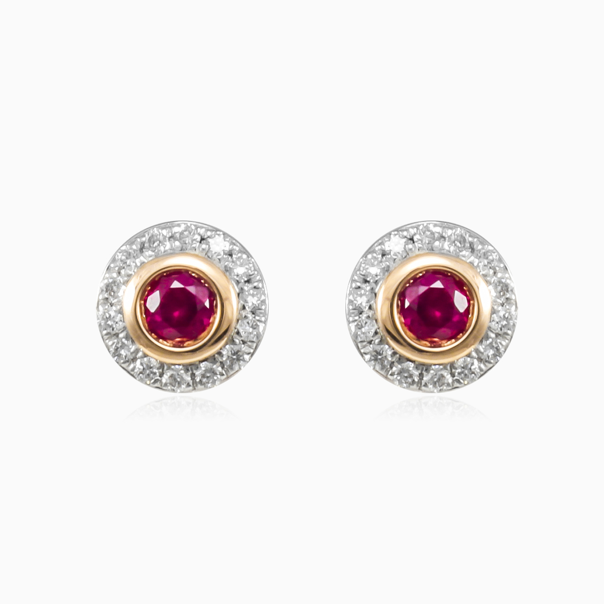 Ruby and diamond gold studs woman Earrings Brillantino N.1