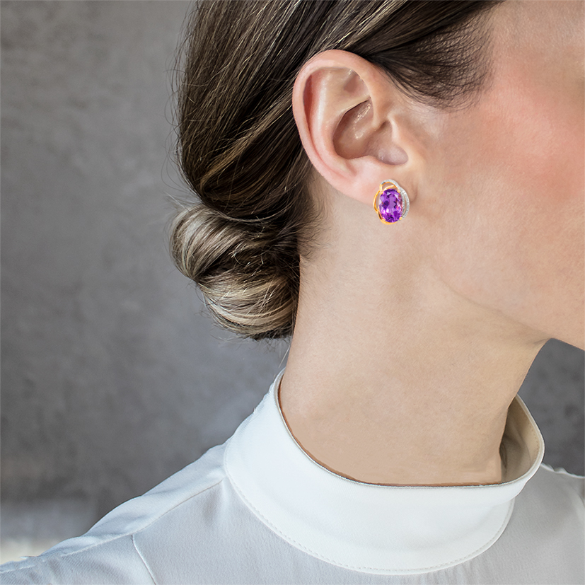 Boucles d'oreilles améthyste en or rose femme Boucles d'oreilles Brillantino N.3