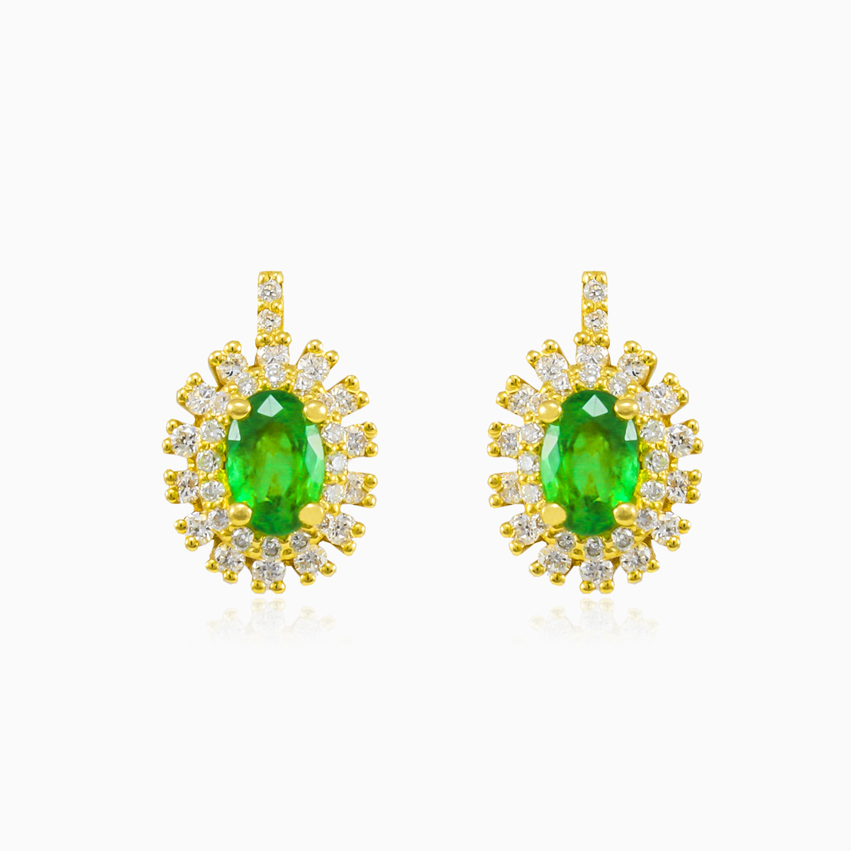 Double halo emerald earrings Женские Серьги Brillantino N.1