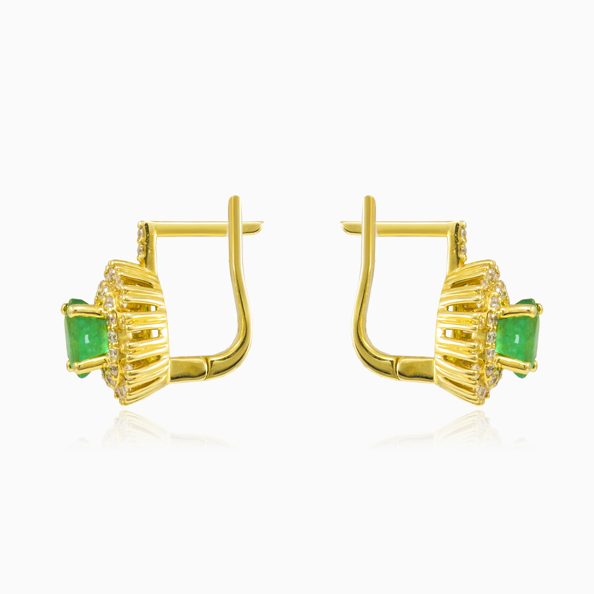 Double halo emerald earrings Женские Серьги Brillantino N.2
