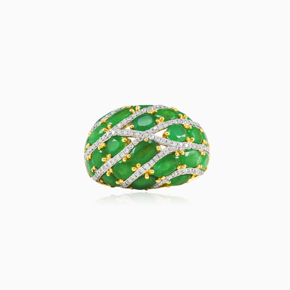 Emerald and diamond bombe ring woman Rings Brillantino N.1