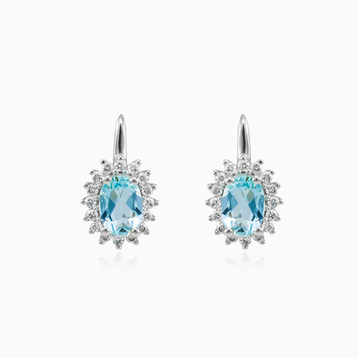 Königliche Aquamarin-Diamant-Ohrringe Frauen Ohrringe Brillantino N.1