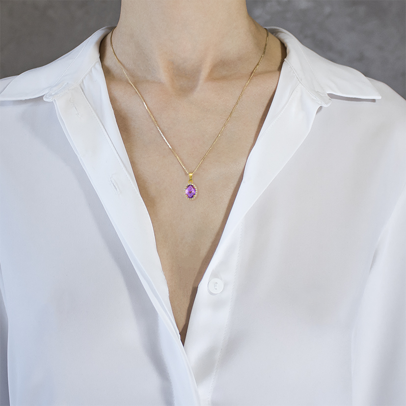 Oval-cut amethyst gold pendant Женские Подвески Royal N.2