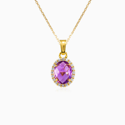 Colgante amatista ovalada de oro mujer Colgantes Royal