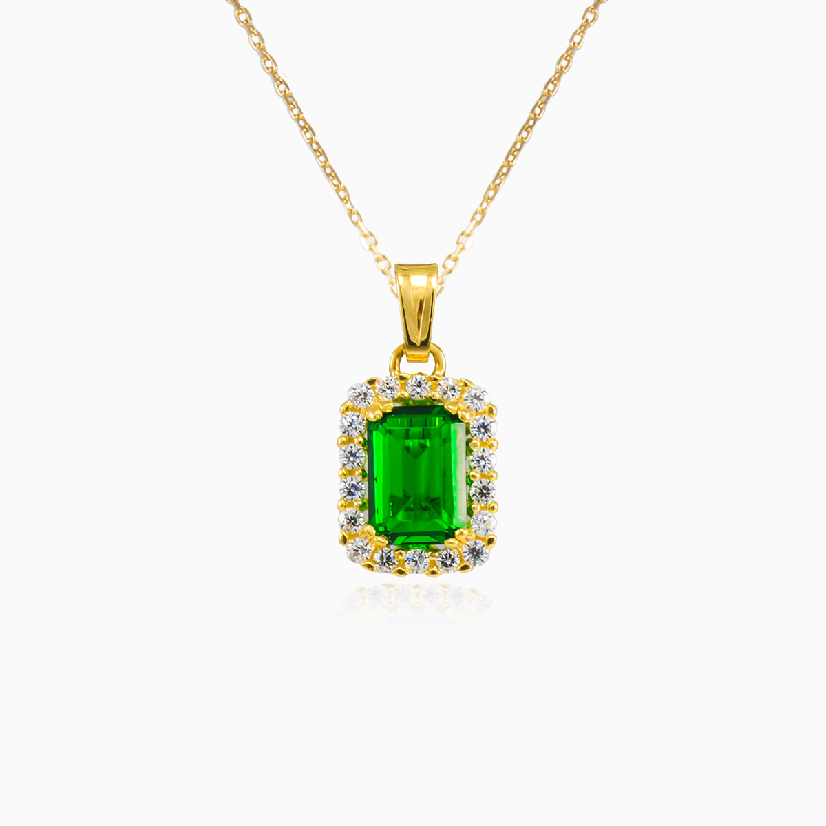 Pendentif quartz vert rectangulaire en or femme Pendentifs Royal N.1