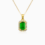 Rectangle green quartz gold pendant woman Pendants Royal