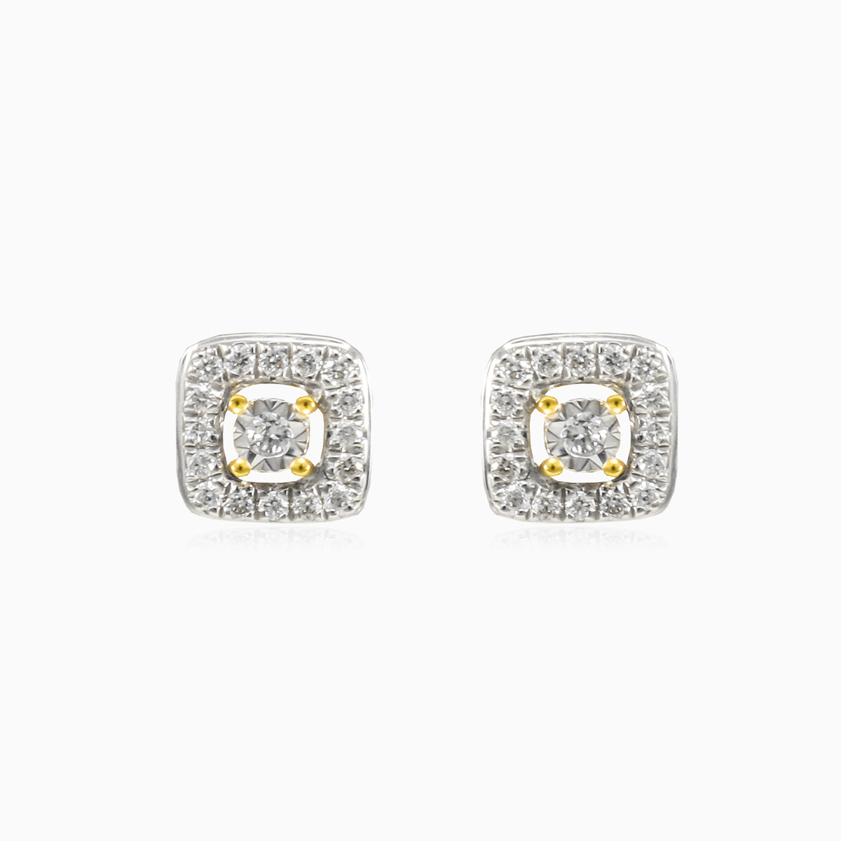 Square diamond studs unisex Earrings Brillantino N.1