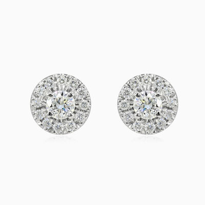 9mm halo diamond studs unisex Earrings Brillantino