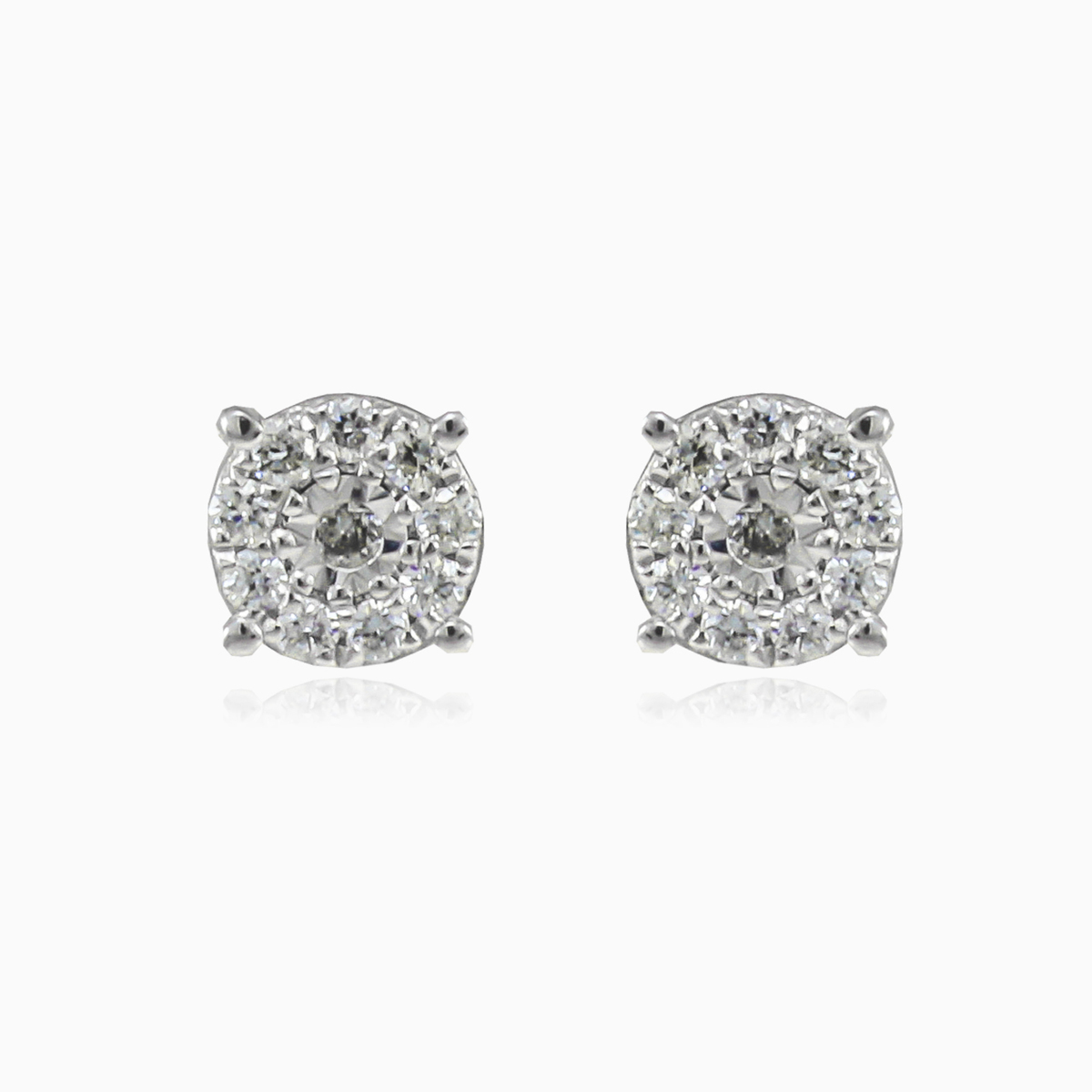 Round halo diamond studs unisex Серьги Brillantino N.1