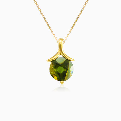 Round moldavite gold pendant woman Pendants Tinge
