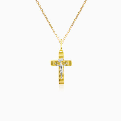 Modern yellow gold cross unisex Pendants Santa Croce