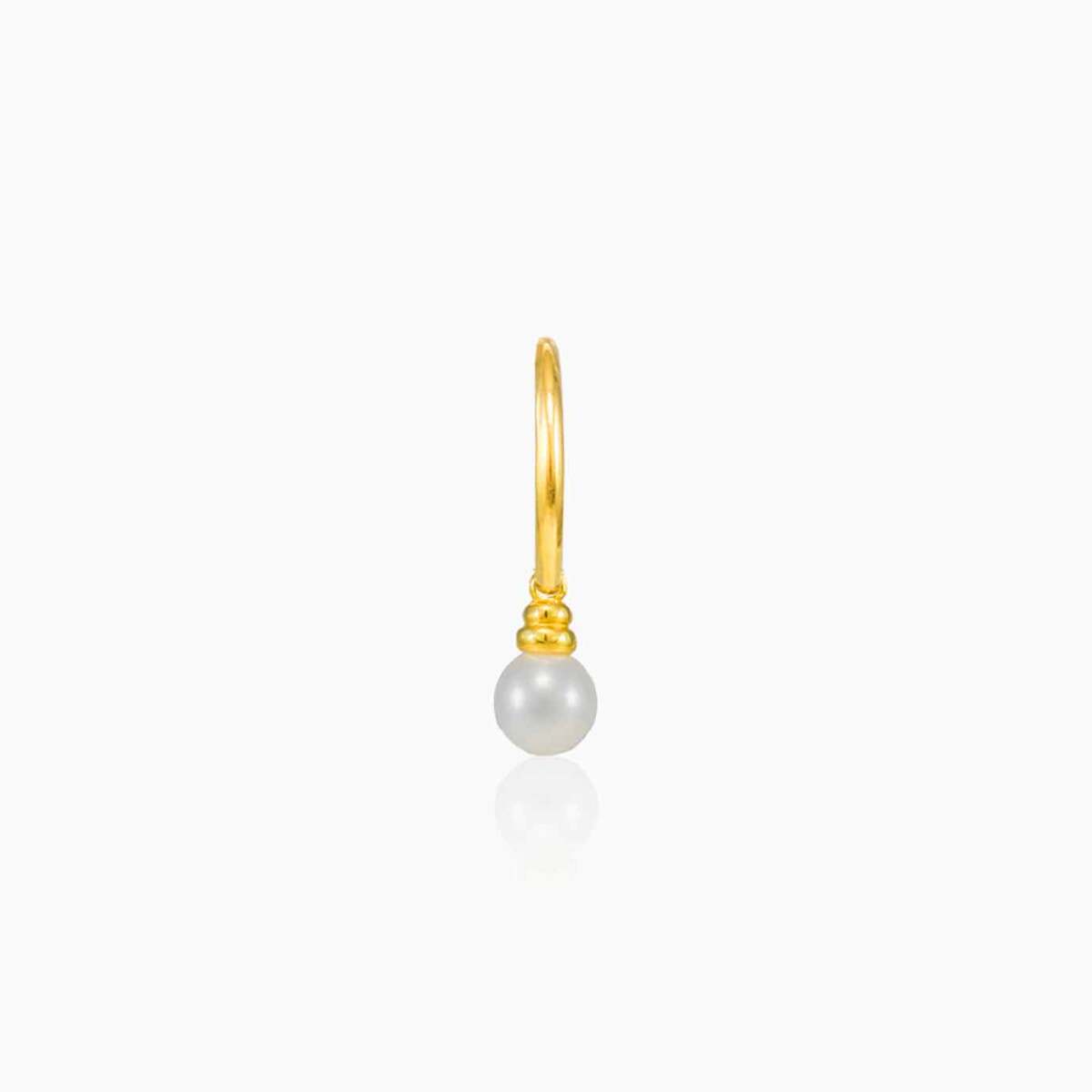 Yellow gold hoop with dangling pearl earring unisex Earrings Lustrous N.2