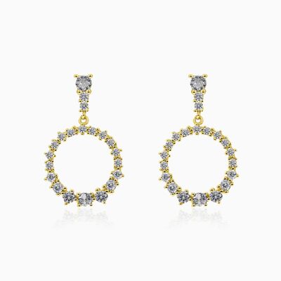 Dangling gold plated circle silver stud earrings woman Earrings Shine bright