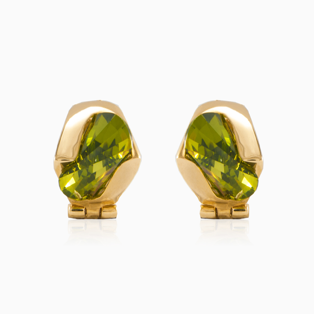 Pendientes de oro con moldavita mujer Pendientes Tinge N.1