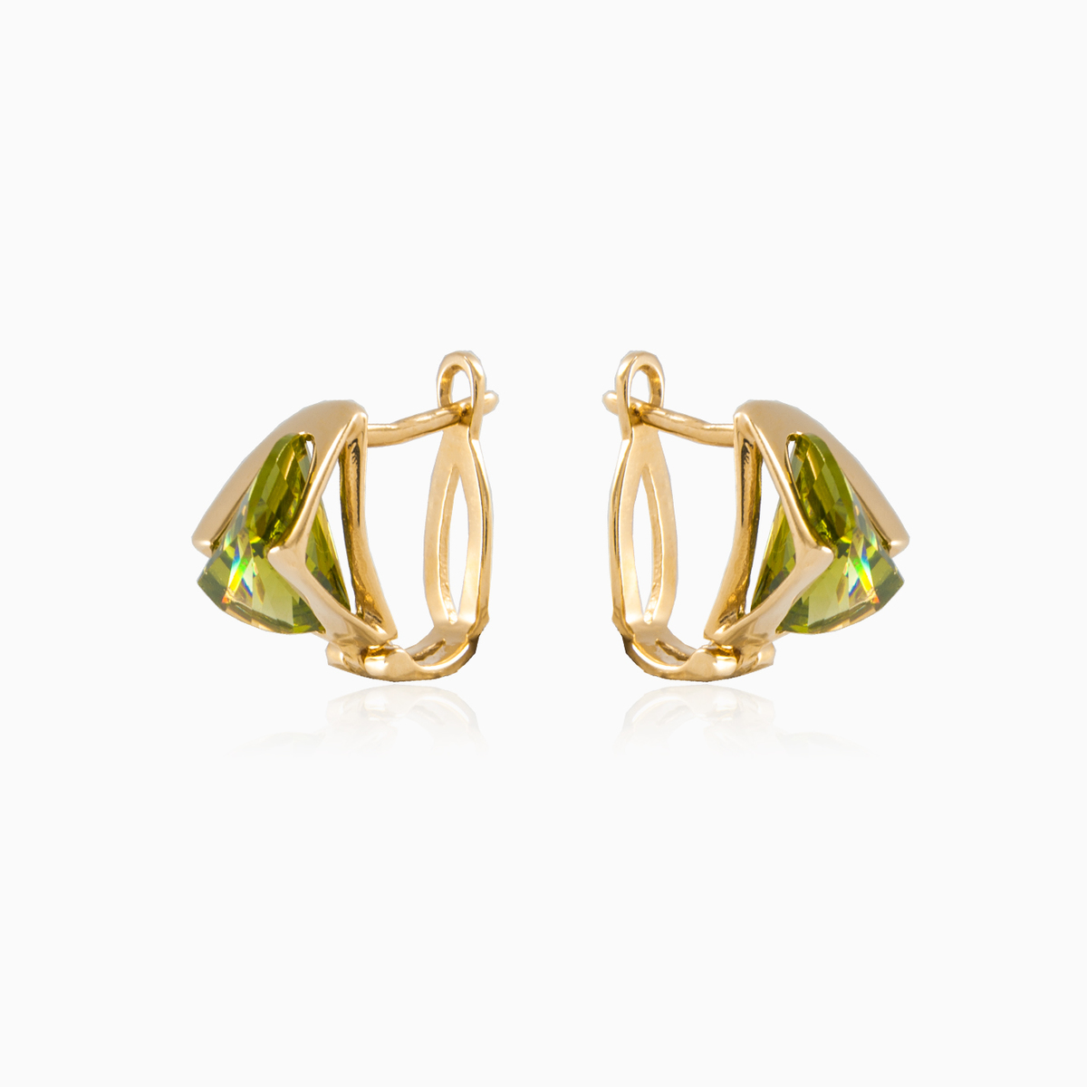 Pendientes de oro con moldavita mujer Pendientes Tinge N.2
