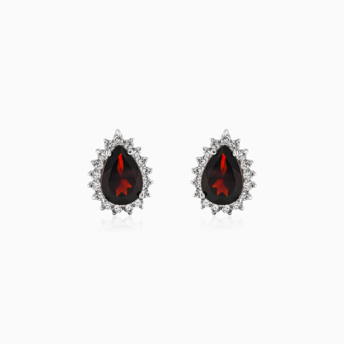 Pendientes perlados de granate  mujer Pendientes Halo N.1