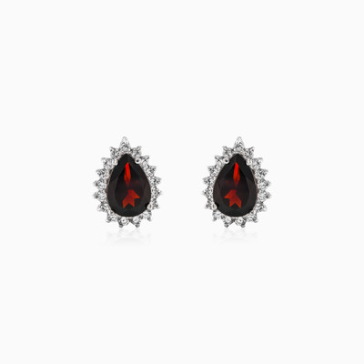 Pendientes perlados de granate  mujer Pendientes Halo
