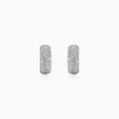 Clásicos pendientes redondos brillantes de plata	 mujer Pendientes Shine bright