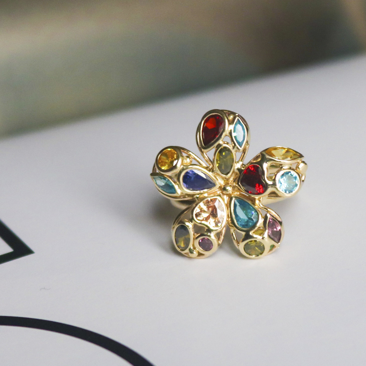 Bague Mosaïco à fleurs jaunes femme Bagues Mosaico N.1