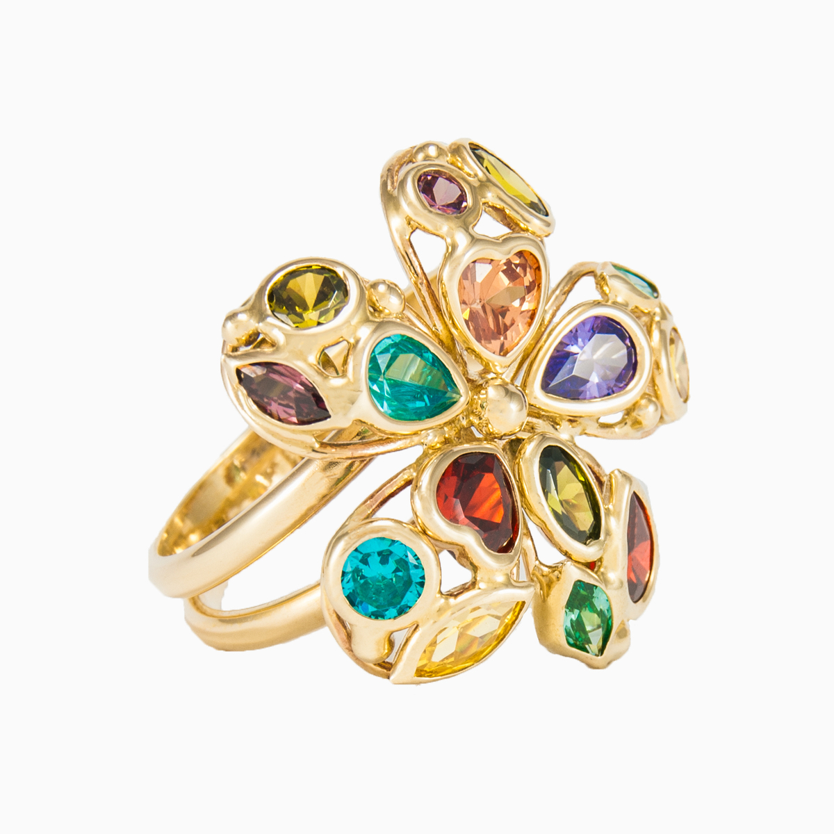 Bague Mosaïco à fleurs jaunes femme Bagues Mosaico N.7