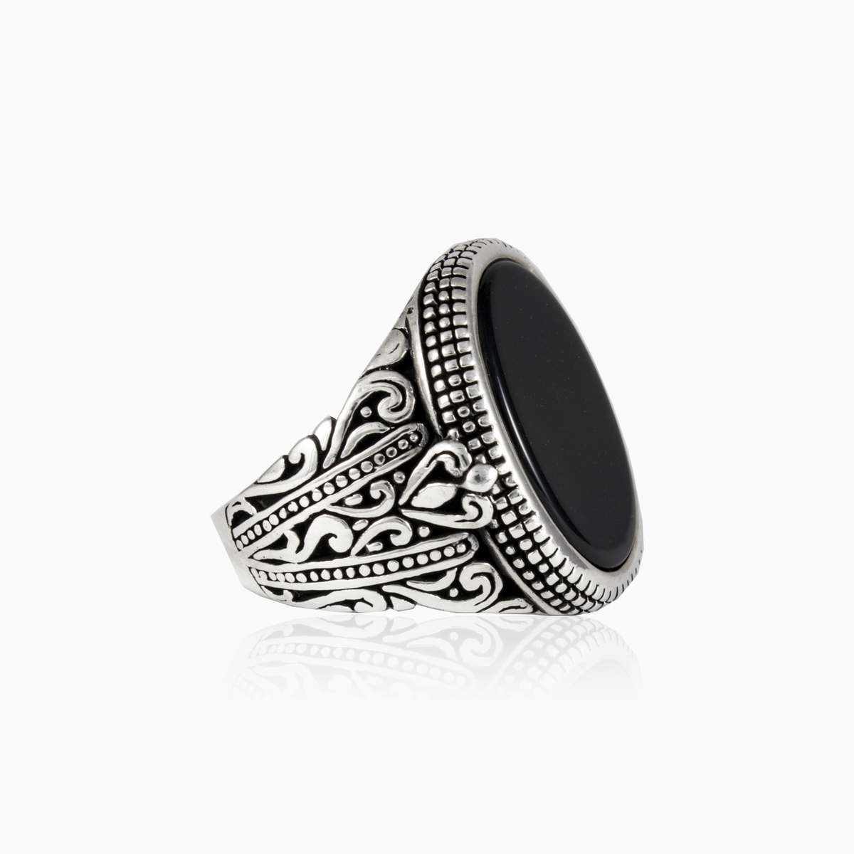 Großer ovaler Onyx Männer Ringe Palmyra N.2