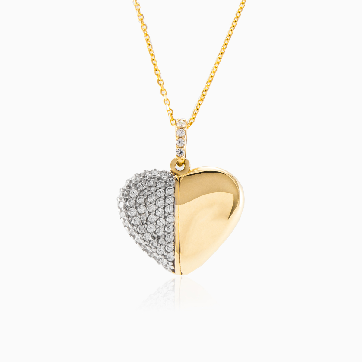 Золотой кулон Сверкающее сердце Женские Подвески Lovely N.1