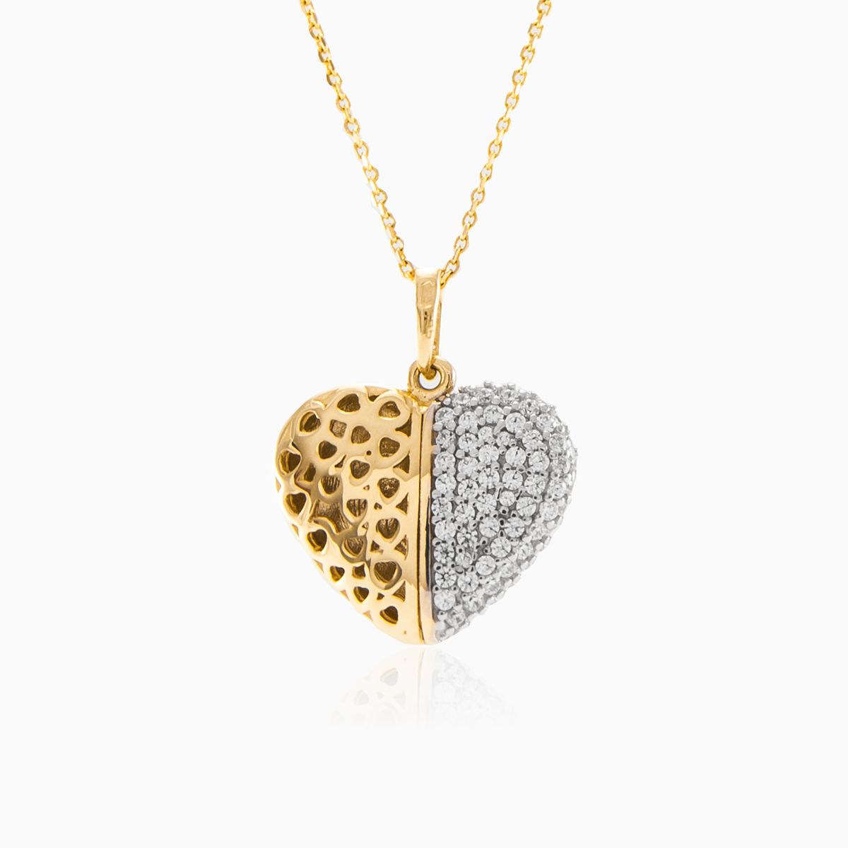 Золотой кулон Сверкающее сердце Женские Подвески Lovely N.2